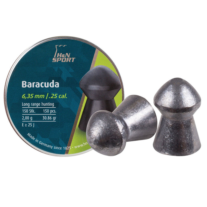 H&N Baracuda .25 Cal, 30.86 Grains, Round Nose, 150ct